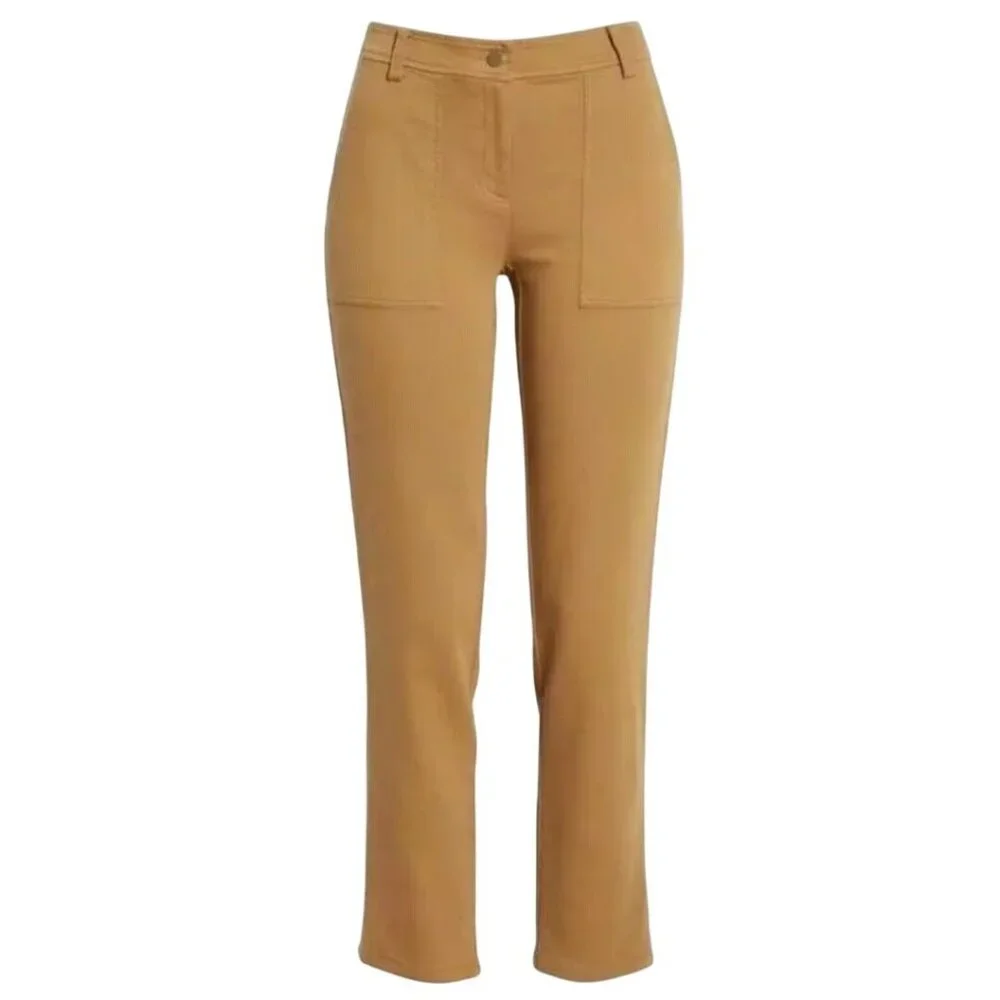 Eileen Fisher Clay Organic Cotton Straight-Leg Pants With Front Patch Pockets - Picture 1 of 14
